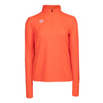 women half zip ls neon coral