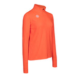 women half zip ls neon coral